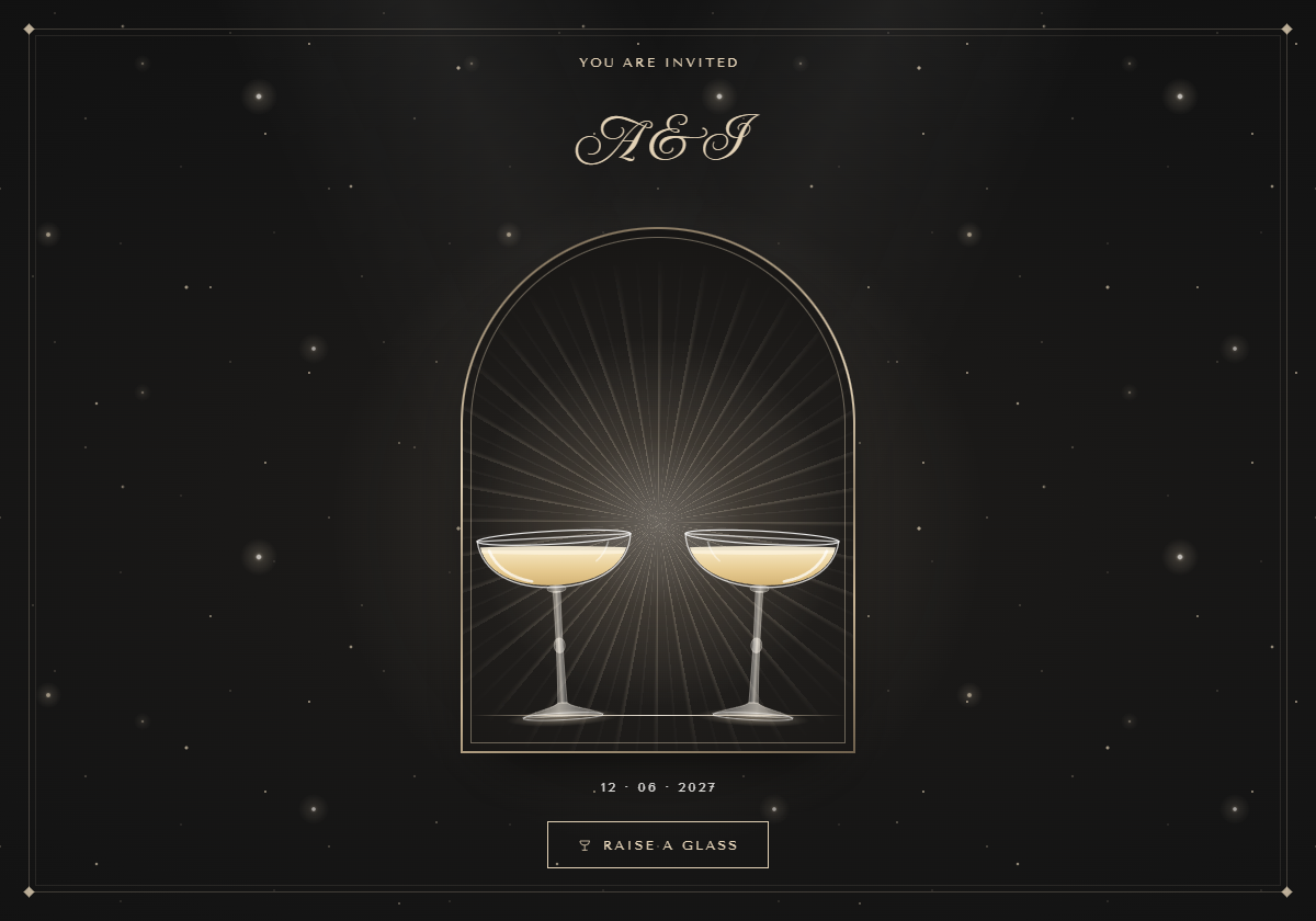 Champagne Noir wedding website